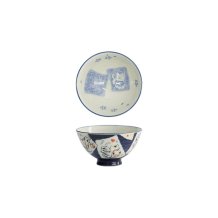Tokyo Design Studio Schale Kawaii Katze Neko Blau, Porzellan, Ø 11,2 × 6 cm, 300 ml