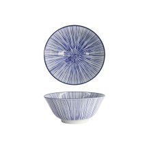 Tokyo Design Studio Tayo-Schale Nippon Blue Lines Blau/Weiß, Porzellan, Ø 15,2 × 6,7 cm, 500 ml