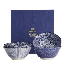 Tokyo Design Studio Tayo-Schalen-Set Nippon Blue (Blau/Weiß), Porzellan, Ø 15,2 × 6,7 cm, 500 ml