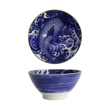 Tokyo Design Studio Reisschale Japonism Carp Blau, Porzellan, Ø 18 × 9 cm, 1 l