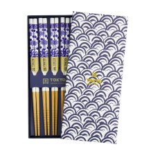 Geschenkbox Wave Blue 5 Paar Essstäbchen bei g-HoReCa