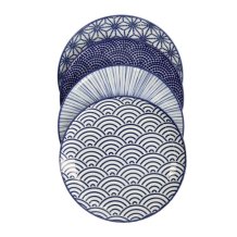 Tokyo Design Studio Plate Set Nippon Blue Blue/White, 4 pcs., Porcelain, Ø 20.6 × 2.2 cm