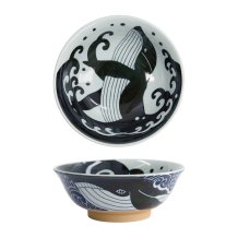 Tokyo Design Studio Ramen Bowl Kawaii Ohira Whale Blue/White, Porcelain, Ø 20.3 × 8 cm, 800 ml