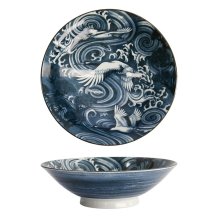 Tokyo Design Studio Bowl Japonism Crane Dark Grey, Porcelain, Ø 25.2 × 7.7 cm