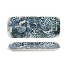 Tokyo Design Studio Servierplatte Japonism Crane Grau/Weiß, Porzellan, 28,5 × 14 × 2,5 cm