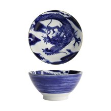 Tokyo Design Studio Reisschale Japonism Dragon Blau, Porzellan, Ø 18 × 9 cm, 1 l