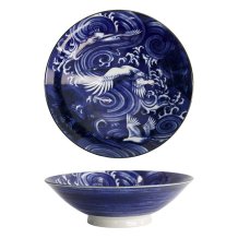 Tokyo Design Studio Bowl Japonism Crane Blue, Porcelain, Ø 25.2 × 7.7 cm, 1.6 l