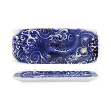 Tokyo Design Studio Servierplatte Japonism Carp Blau/Weiß, Porzellan, 28,5 × 14 × 2,5 cm