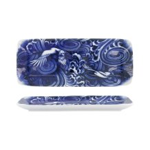 Tokyo Design Studio Servierplatte Japonism Crane Blau/Weiß, Porzellan, 28,5 × 14 × 2,5 cm