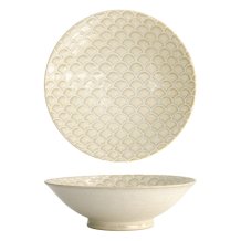 Tokyo Design Studio Salad Bowl Titanium Matte Mermaid Design White, Porcelain, Ø 25 × 7.4 cm, 1.4 l