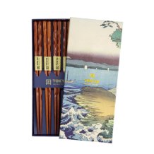 Geschenkbox Twist Braun 5 Paar Essstäbchen bei g-HoReCa