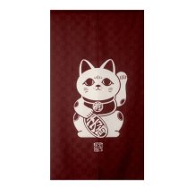 Maneki Neko White Red Noren (curtain for doors) at g-HoReCa