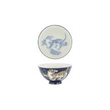 Tokyo Design Studio Reisschale Kawaii Tiger Blau, Porzellan, Ø 11,5 × 6 cm, 300 ml
