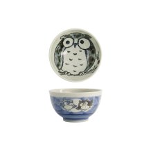 Tokyo Design Studio Reisschale Kawaii Owl Blau, Porzellan, Ø 13 × 8 cm, 400 ml