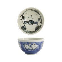 Tokyo Design Studio Reisschale Kawaii Cat Blau, Porzellan, Ø 16 × 8 cm, 600 ml