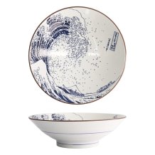 Tokyo Design Studio Ramen Bowl Hokusai Blue/White, Porcelain, Ø 24 × 7.5 cm