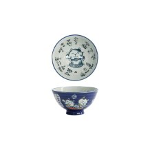 Tokyo Design Studio Reisschale Kawaii Cat Neko Blau, Porzellan, Ø 11,4 × 6,2 cm, 300 ml