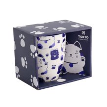 8.5x10.2cm Kawaii Lucky Cat Mug W/Giftbox Blue Cat at g-HoReCa (picture 1 of 5)