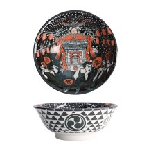 Tokyo Design Studio Nudelschale Asakusa Matsuri Weiß/Schwarz, Porzellan, Ø 20,5 × 8 cm, 1,25 l