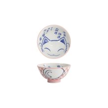Tokyo Design Studio Reisschale Kawaii Lucky Cat Rosa, Porzellan, Ø 11,5 × 6 cm, 300 ml