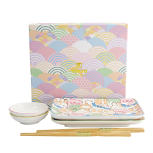 4 w/Chopsticks Blue Kawaii Maiko Sushi Plate Giftset Set at g-HoReCa (picture 1 of 6)