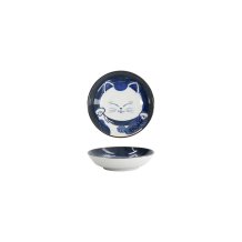 Tokyo Design Studio Schale Kawaii Cat Neko Weiß/Blau, Porzellan, Ø 10,2 × 2,5 cm