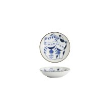 Tokyo Design Studio Schale Kawaii Cat Neko Weiß/Blau, Porzellan, Ø 10,2 × 2,5 cm