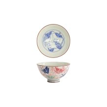 Tokyo Design Studio Reisschale Kawaii Origami Crane Rot (Rot/Blau), Porzellan, Ø 11,5 × 6 cm, 300 ml