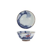 Tokyo Design Studio Tayo-Schale Kawaii Wave Cat Blau/Rot, Porzellan, Ø 13 × 6,5 cm