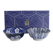 TDS, Mixed Ramen Schale, 2 Stk Geschenkset, Blau/Weiß, Ø 19x8cm 1000ml, Art.-Nr. 33789