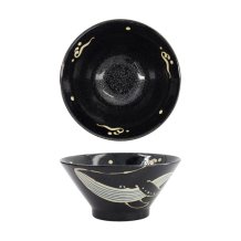 Tokyo Design Studio Rice Bowl Kawaii Black Whale, Porcelain, Ø 18.5 × 9 cm, 1.25 l