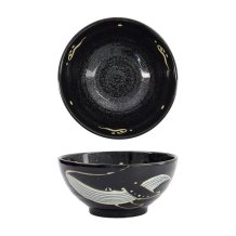 Tokyo Design Studio Ramen Bowl Kawaii Black Whale, Porcelain, Ø 18.7 × 8.8 cm, 1.25 l