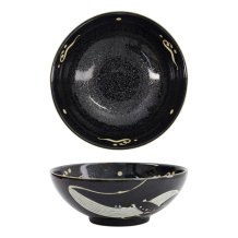 Tokyo Design Studio Ramen Bowl Kawaii Black Whale, Porcelain, Ø 21.3 × 8.2 cm, 1.45 l