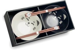 EDO Japan Esssatz, Schwarz und weiß Katze Ø 15 cm | H 7 cm