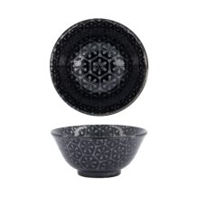 TDS, Tayo Bowl, Kuromonyo Hana Kikko, Black, Ø 15x7cm 550ml, Item No. 617942