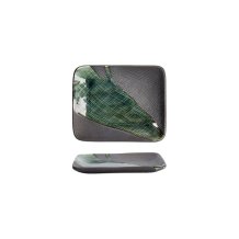 Tokyo Design Studio Sushi-Platte Mino Craft Schwarz/Grün, Steinzeug, 14,5 × 12 cm